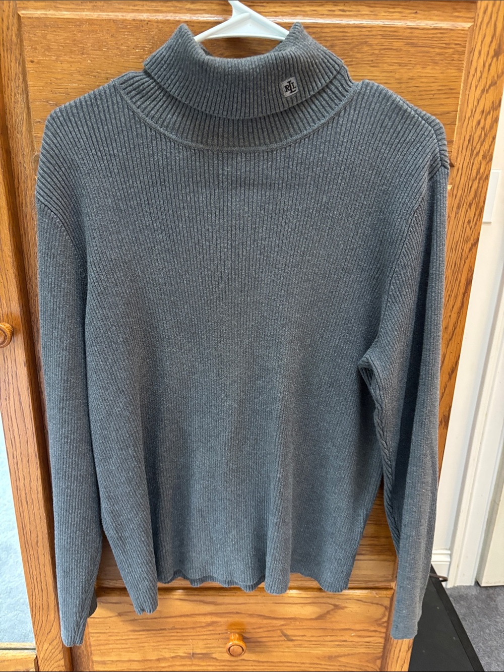 Ralph Lauren Womens Charcoal Ribbed Turtleneck Sweater